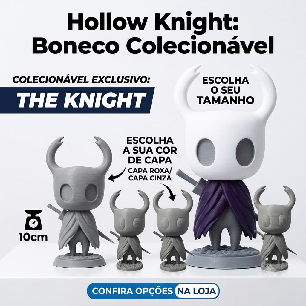 Hollow Knight - O Cavaleiro -  Miniatura Colecionável 3D - Silksong.