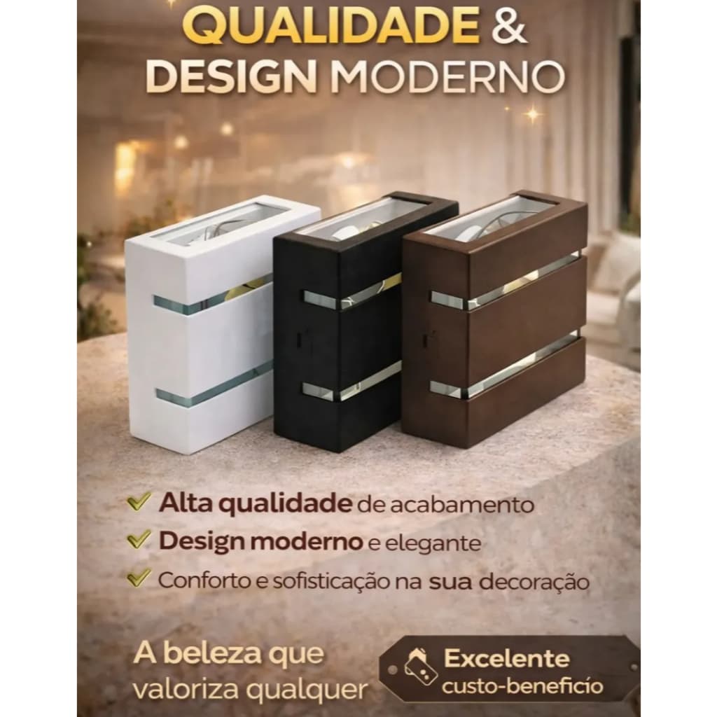 Luminária Arandela 2 Frisos 110/220v Interno Externo Branca Preta Marrom