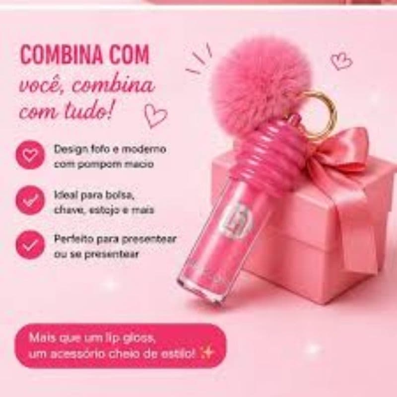 Lip Gloss Hidratante Brilho Intenso Rosa – Efeito Espelhado, Alta Pigmentação e Hidratação Labial