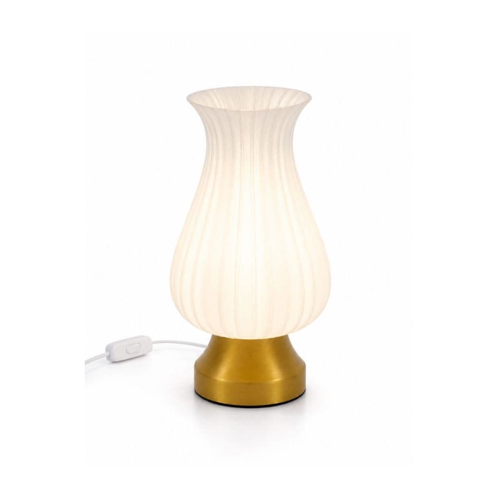 Abajur Luminaria De Mesa Branca E Ouro Minimalista Retro