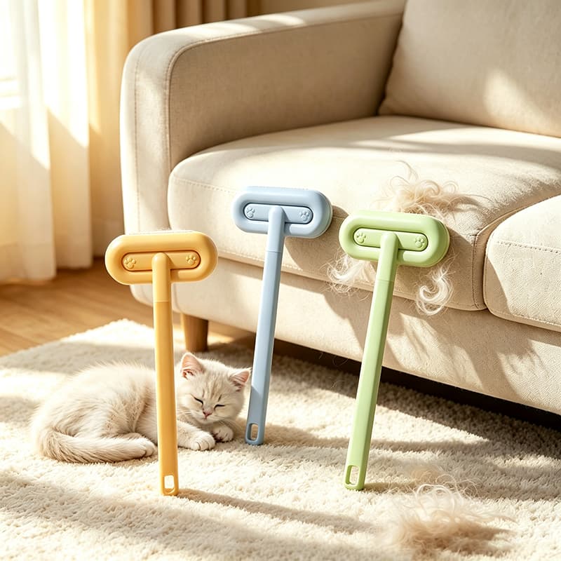 Escova Multifuncional Removedor de Pelos Pet Cabeça Larga Alça Longa Rotativa Para Roupas, Sofá, Tapete, Cama