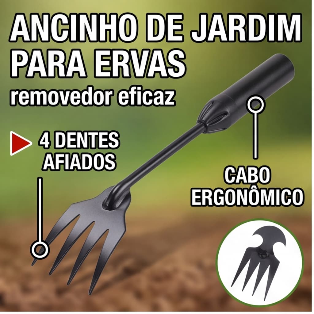 Rastelo Pequeno Resistente, Ferramenta para Capinar e Soltar Terra em Vasos de Plantas