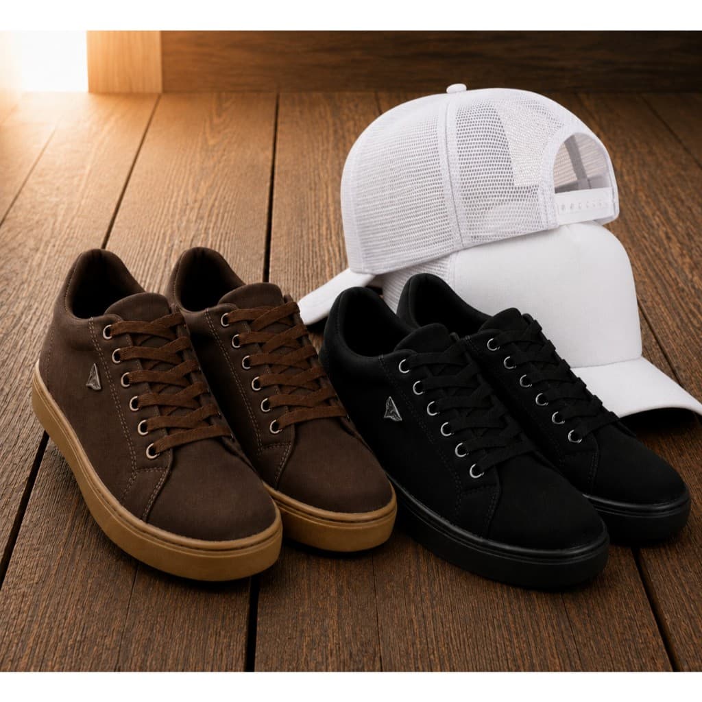 Kit 2 Pares de Tênis Casuais Masculinos + Boné Trucker Branco | Conforto, Estilo e Qualidade