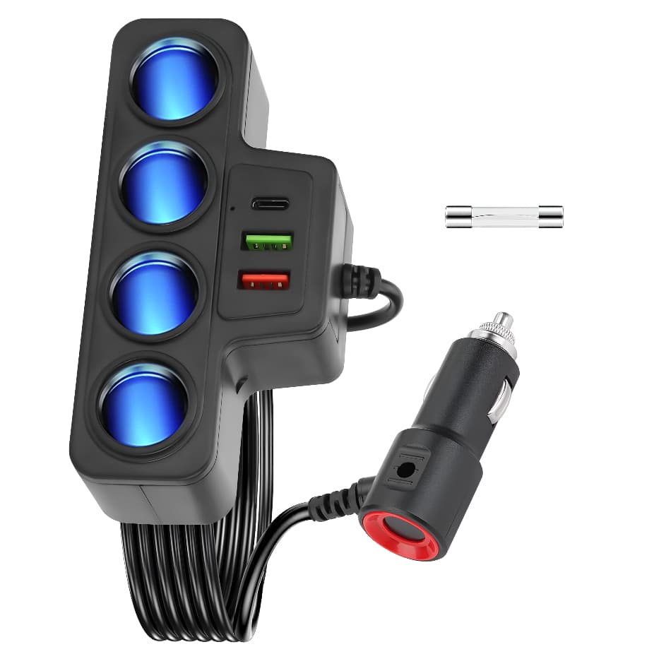 Acendedor De Automovél Carregador De Carro Adaptador Extensão Veicular USB Tipo C Auto Casa