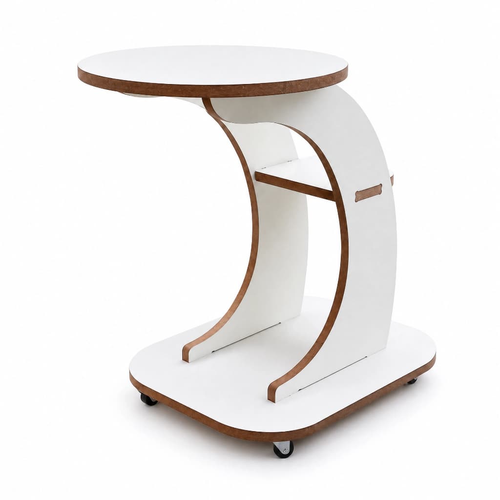 Mesa De Apoio Lateral Para Sala Com Rodinhas Encaixe Rápido
