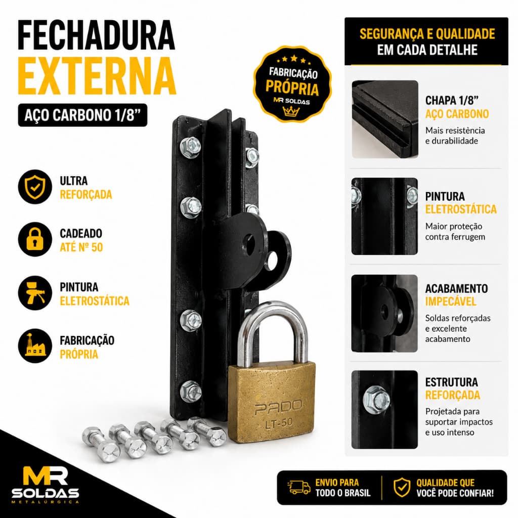 Fechadura Porta Cadeados Trava De Porta Portão Industrial externo