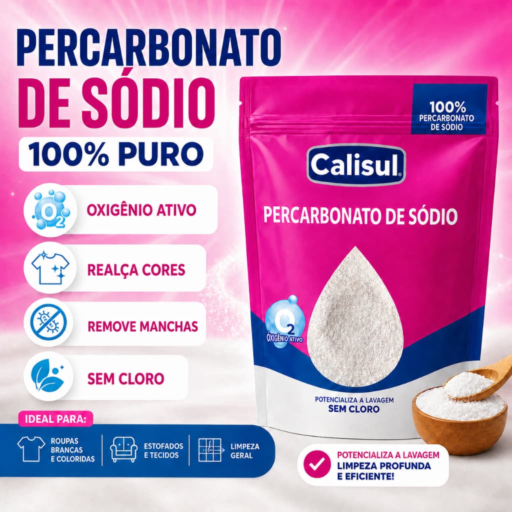 Percarbonato De Sódio Alvejante Sem Cloro Tira Manchas Roupa Branca e Colorida Calisul