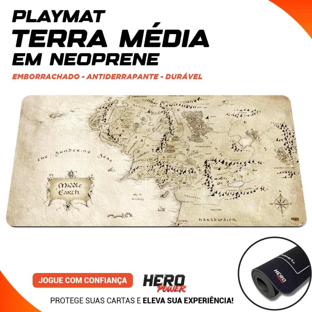 Playmat Terra Média Neoprene | O Senhor dos Anéis Magic TCG | Mousepad Grande