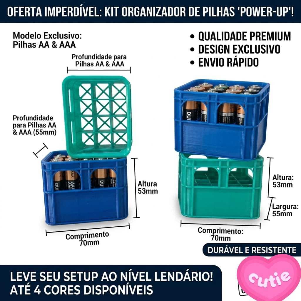 Organizador de Pilhas AA AAA | XBOX | PLAYSTATION | Porta Pilhas Suporte Baterias Recarregáveis | Decoração Casa