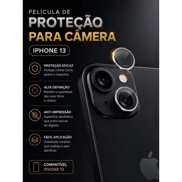 Película de Proteção para Câmera iPhone 13 – Vidro Temperado Premium