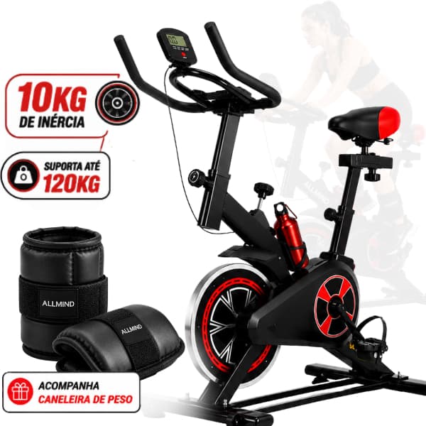 Bicicleta Ergométrica Spinning 8kg Inércia Par Caneleiras 2kg 4kg 6kg 8kg 10kg Bike 120kg Fitness