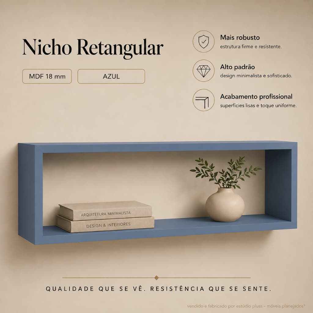 Nicho Retangular 100x20x15cm Mdf Decoração