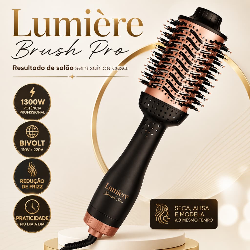 Escova Secadora Cabelo Profissional Bivolt 1300w Modeladora Alisadora Prática Rápida