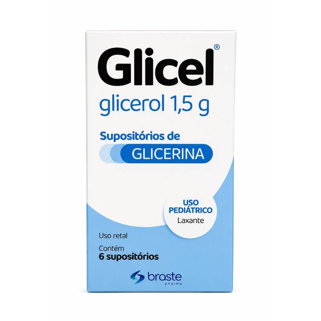 Glicel Glicerol 1,5g Supositório Pediátrico 6 Unidades Braste Pharma