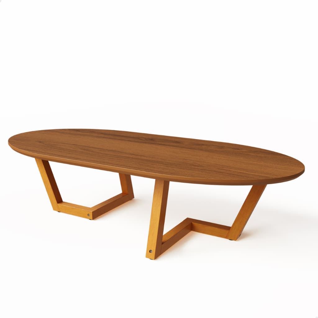 Mesa de Centro Oval 90x45cm em Madeira Moderna Compacta e Resistente para Sala