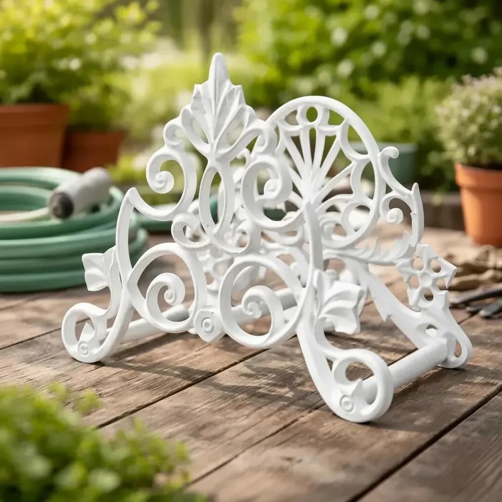Suporte Enrolador Mangueira Garden Clássico Branco