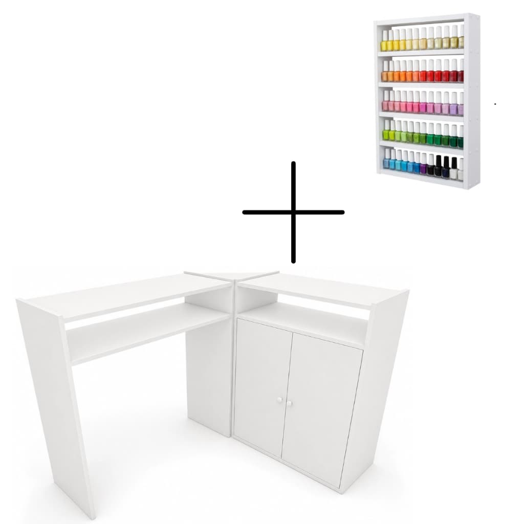 Mesa Manicure Em L Para Salão De Beleza Portas Spa Designer Moderno Kit Apoio Esmalteira Média
