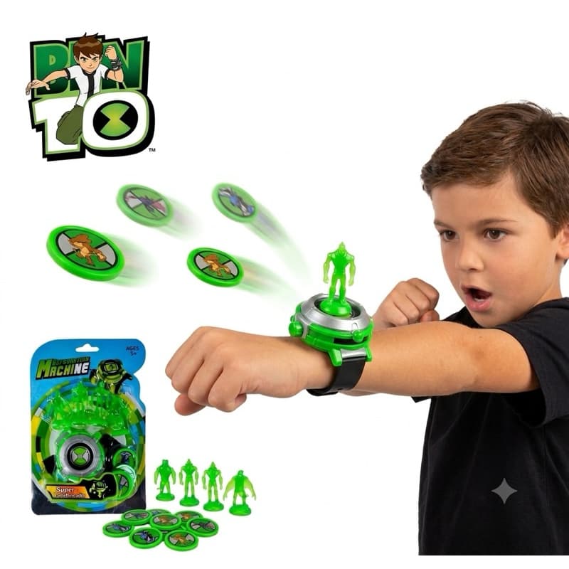 Relógio Ben 10 Omnitrix Lançador De Disco com Som, Luz e Bonecos