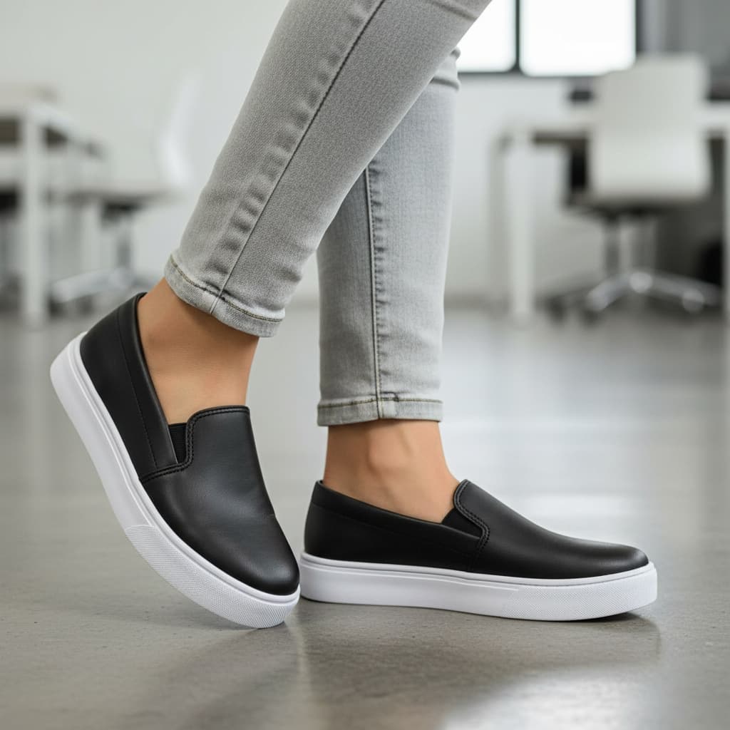 Slip On Feminino Casual Plataforma Confortável Leve Fashion Antiderrapante para Dia a Dia Trabalho Passeio e Lazer