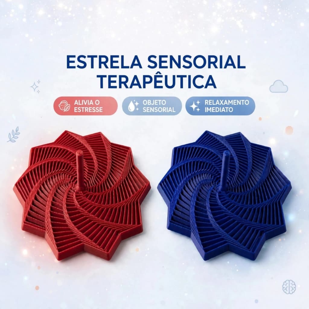 Estrela Sensorial ótima para aliviar o estresse e ansiedade Fidget 3D. Autismo, Tdah, ansiedade,tea. Concentração e foco