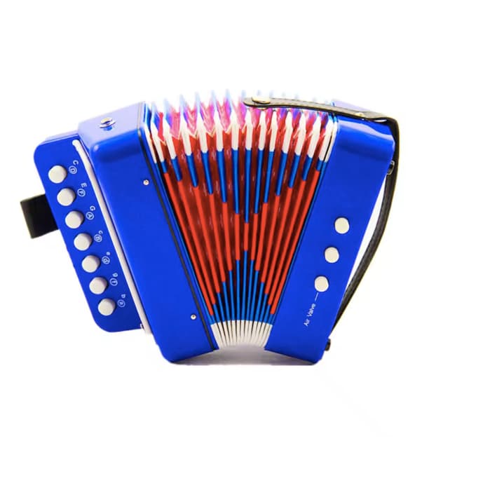 Novo órgão 7 teclas 2 acordeões de baixo, acordeão infantil mini instrumentos musicais de brinquedo, instrumento pequeno