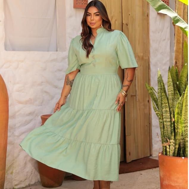 vestido longuete femenino casual moda evangelica tam,.em tecido sensorial marrate.