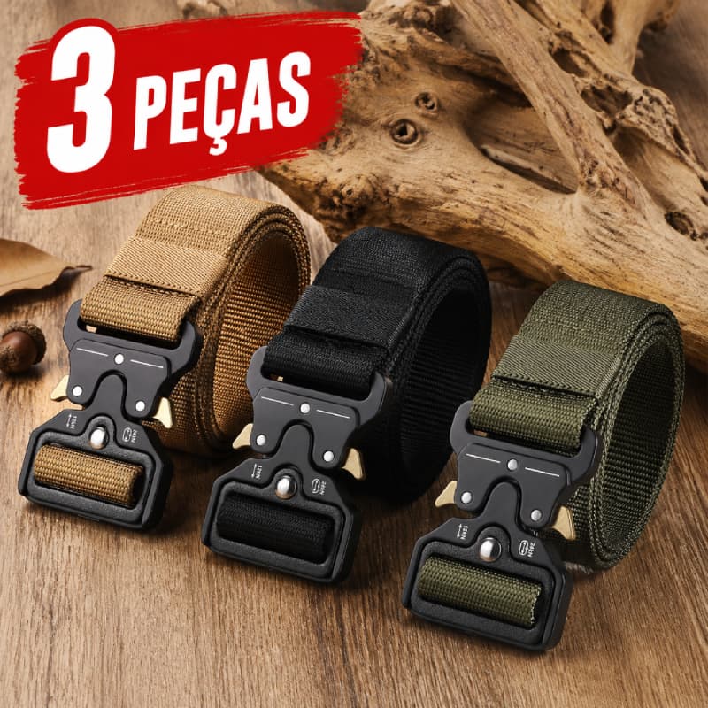 Kit 3 Cintos Masculinos de Nylon com Engate Rápido