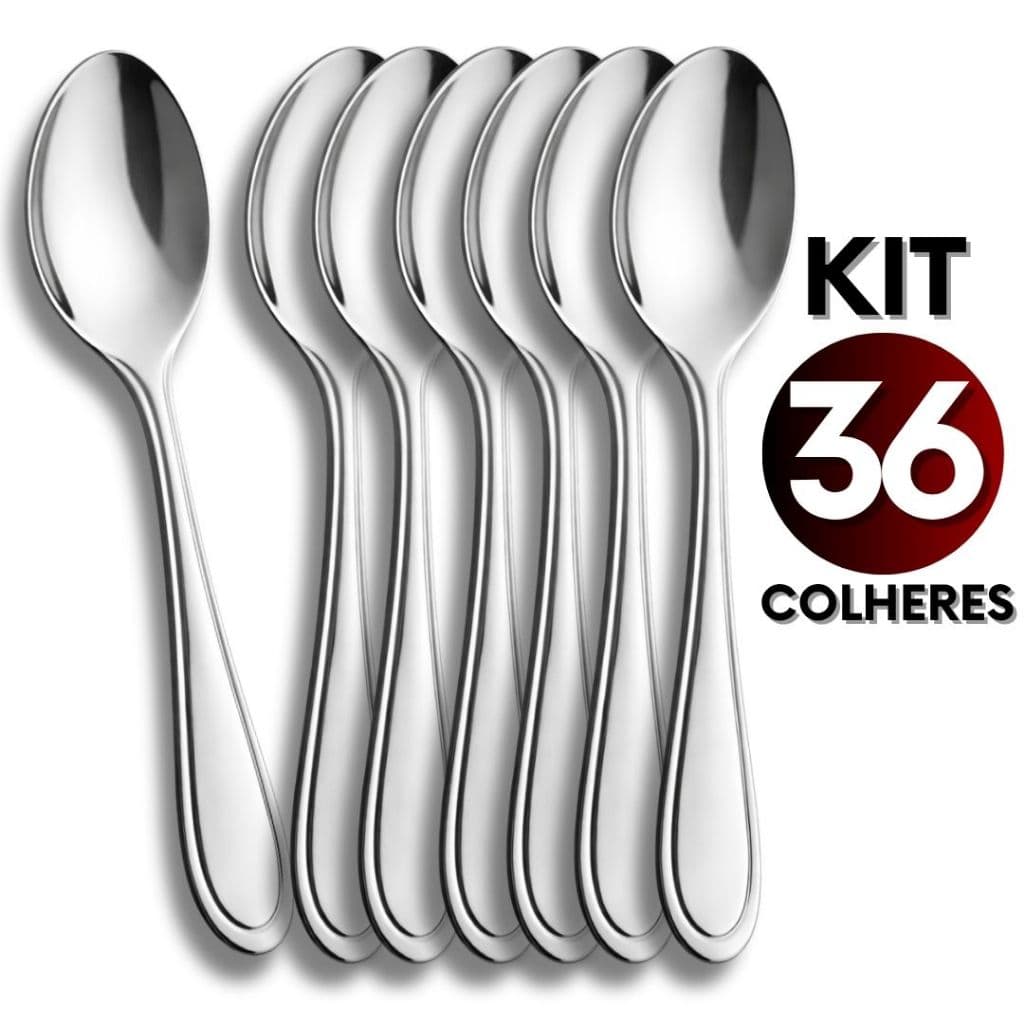 Kit 36 Colher de Sobremesa Inox 13,5cm Design Simples Ideal para Restaurantes e Casa