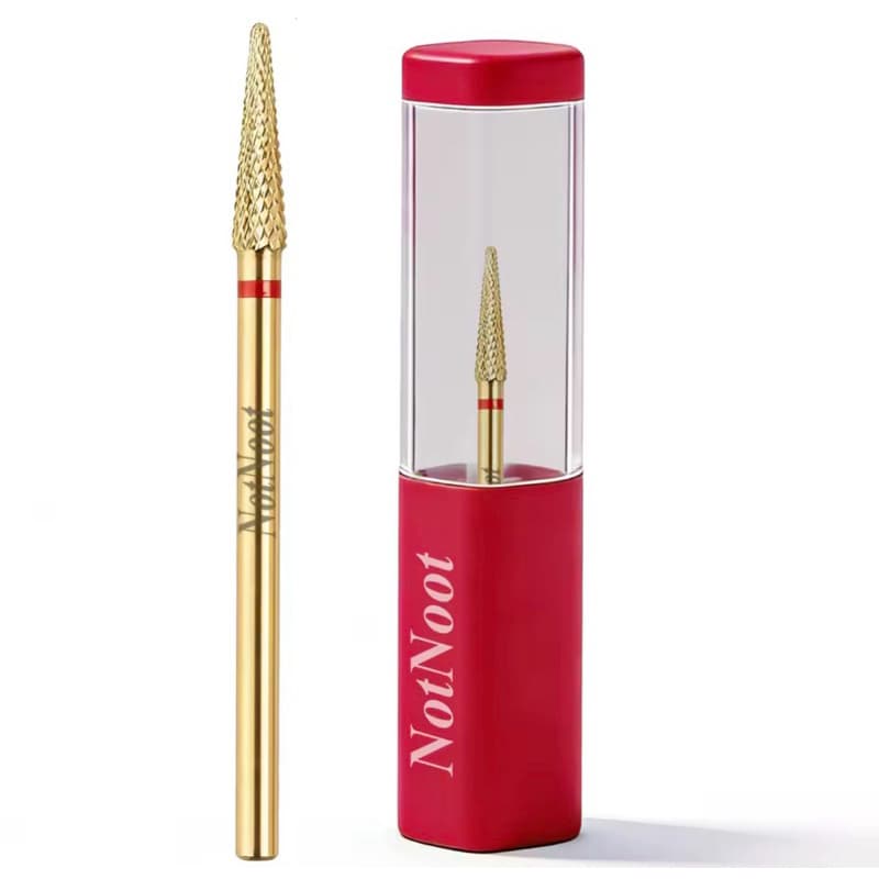 Broca Premium Dourada importada original  Tungstênio Cone Fino Faixa Vermelha Acabamento Limpeza Alongamento Unhas