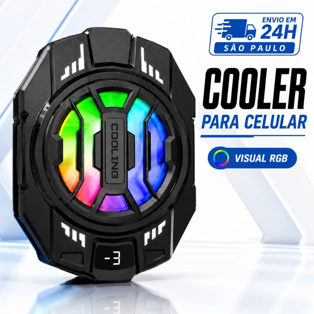 Resfriador de Celular Gamer RGB MSR-716 Semicondutor Ventilador Turbo com Display Digital para Jogos