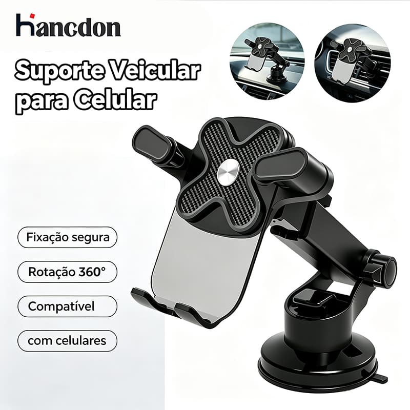 Suporte Veicular Celular Carro Ventosa Vácuo 360° Giratório Universal Antiderrapante Promoção Envio Rápido