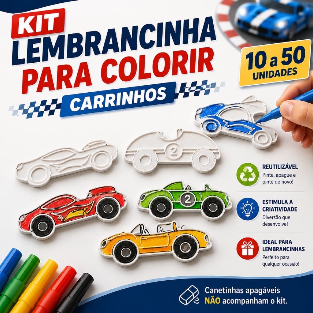 Kit Lembrancinha Colorir Pintar Carros Carrinhos Estilo Wheels Festa Infantil Hot Kit Pintura