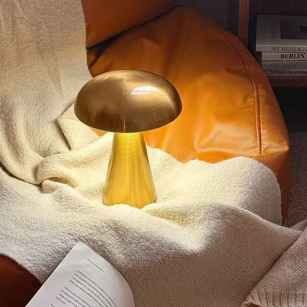 Luminária de Mesa LED Cogumelo Metálico Touch