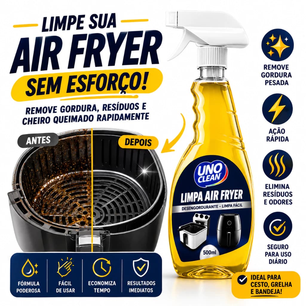 KIT Espuma Limpa Air Fryer 500ml Fácil Uso Limpeza Rápida Remove Gordura Incrustada Grelha Forno Fogão