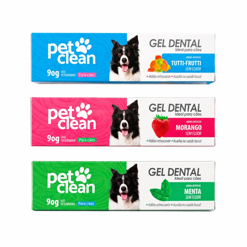 PASTA DE DENTE PARA CÃES E GATOS GEL DENTAL PET CLEAN 90G HIGIÊNIE BUCAL + ESCOVA DEDEIRA DE BRINDE