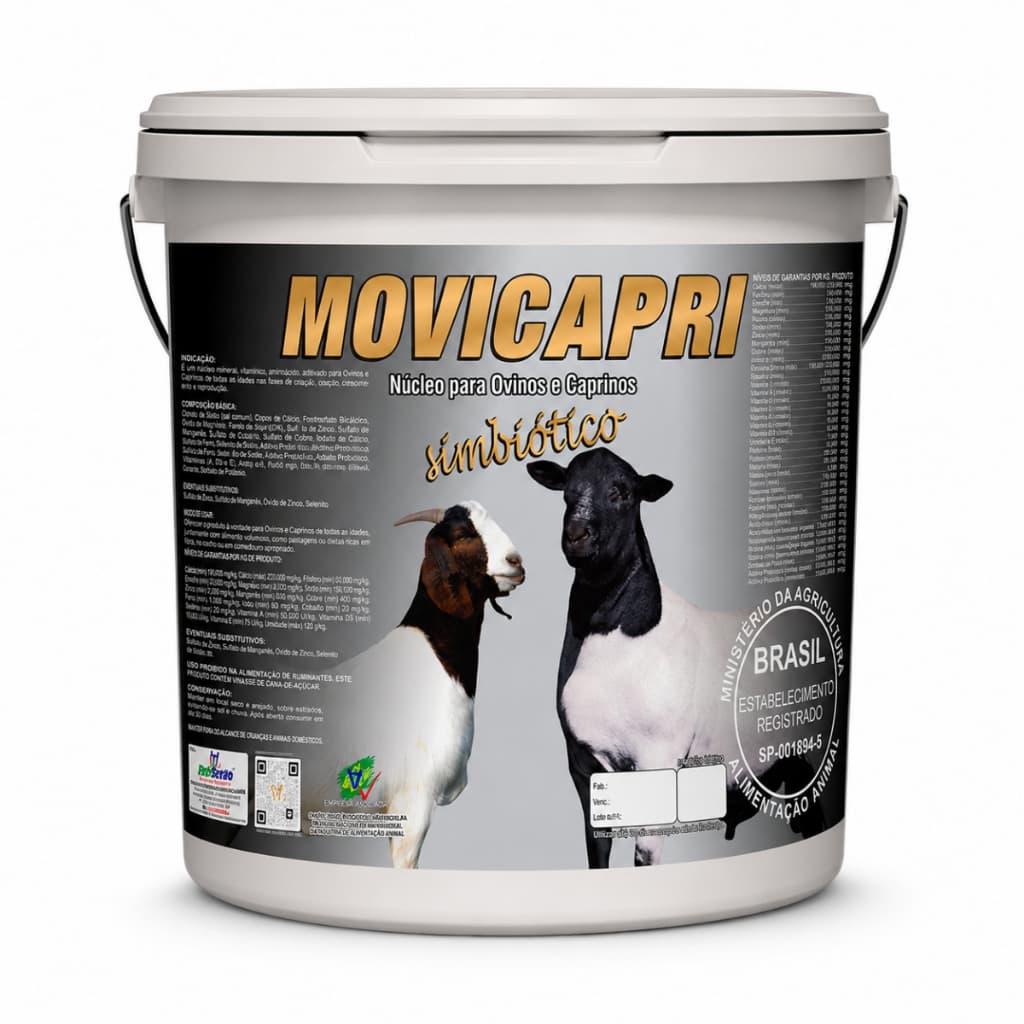 MOVICAPRI Agrocave Núcleo Simbiótico Mineral Vitamínico para Ovinos e Caprinos 5kg 10kg 20kg