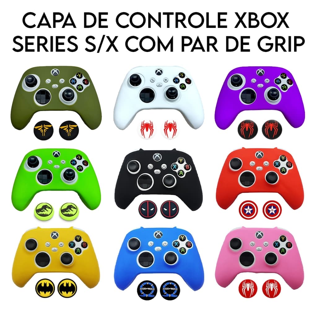 KIT Capa + Grip Protetor De Silicone Macia Pele Para Xbox Série X S Controlador
