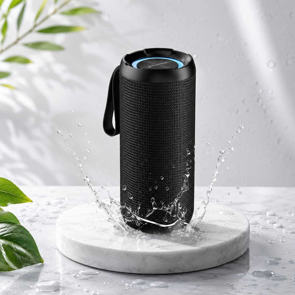 Caixa de Som Bluetooth Portátil Peining PEI-SP01 com Luz LED, Som Potente, Bateria Recarregável e Alça de Transporte