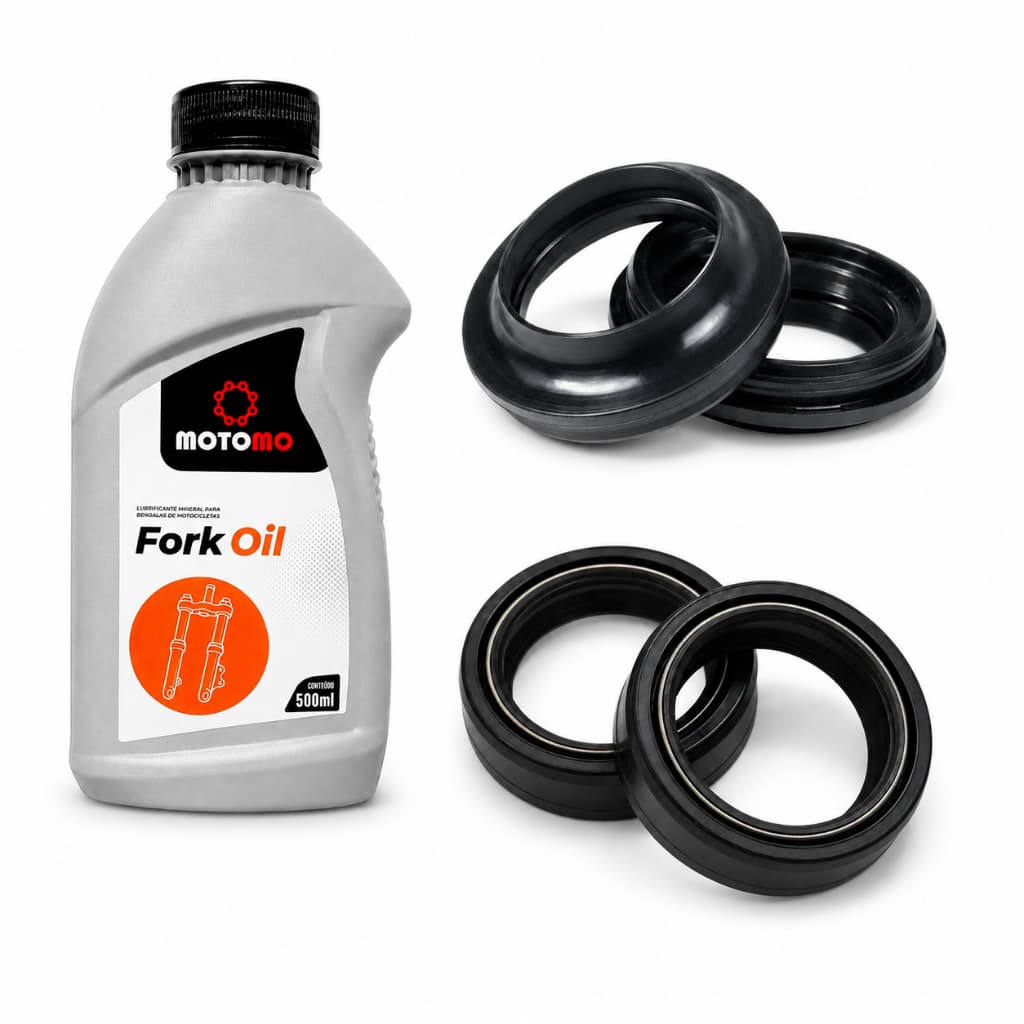 Retentor Bengala + Guarda Pó + Óleo Bengala Fork Oil 10w 500ml Ybr125 Factor125 Factor150 Fazer150