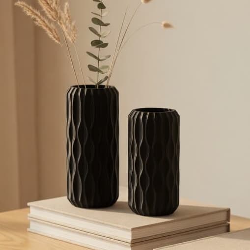 Vaso Para Flores Artificiais Decorativo Rounded Kit Com 2 Unidades 17cm e 15cm