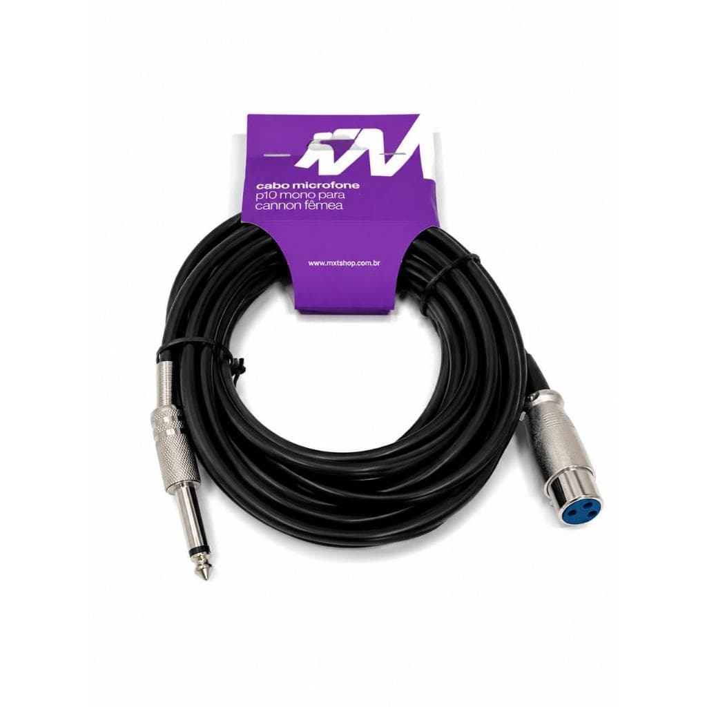 Cabo XLR P10 tipo canon profissional para microfone violão 5 metros