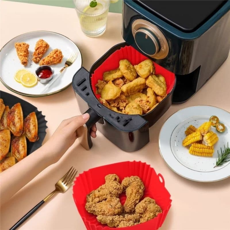 Kits de forma de silicone para Airfryer|assadeira|fritadeira| quadrada 14x14 cm