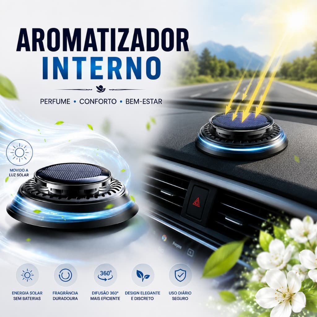 Cheirinho Para Carro Aromatizador Com Difusor Energia Solar Automático Perfume Aroma Purificador de Ar