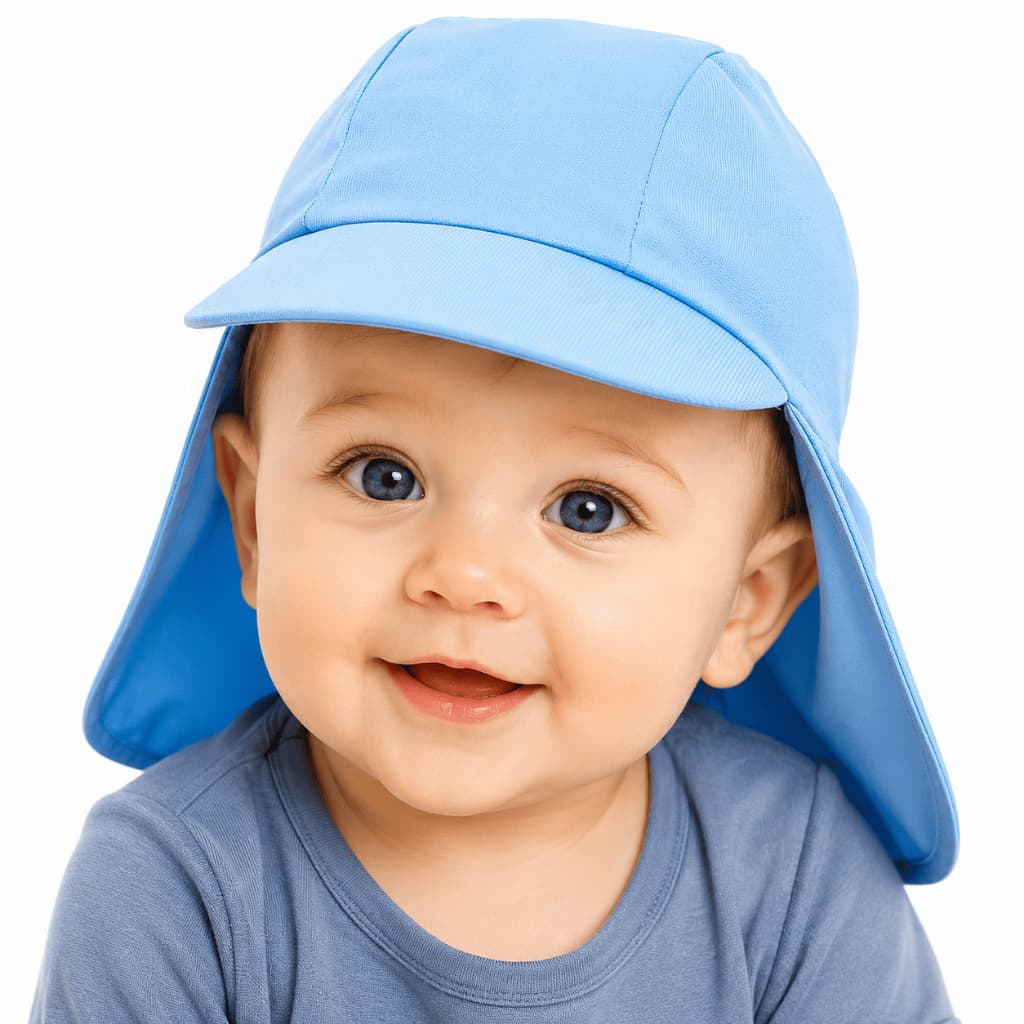 Chapéu Infantil Com Proteção de Pescoço Crianças de 03 a 18 meses Moda Praia Piscina Uv50+ Boné Bebê