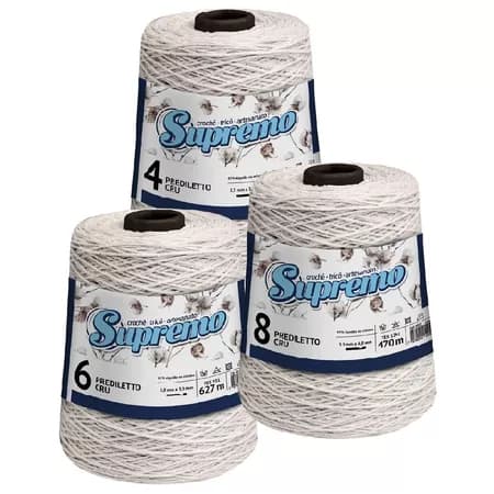 Barbante Cru Prediletto Supremo Rolo 940 Metros Fios 4/6/8 600 Gramas Crochê Tricô Artesanato Tear
