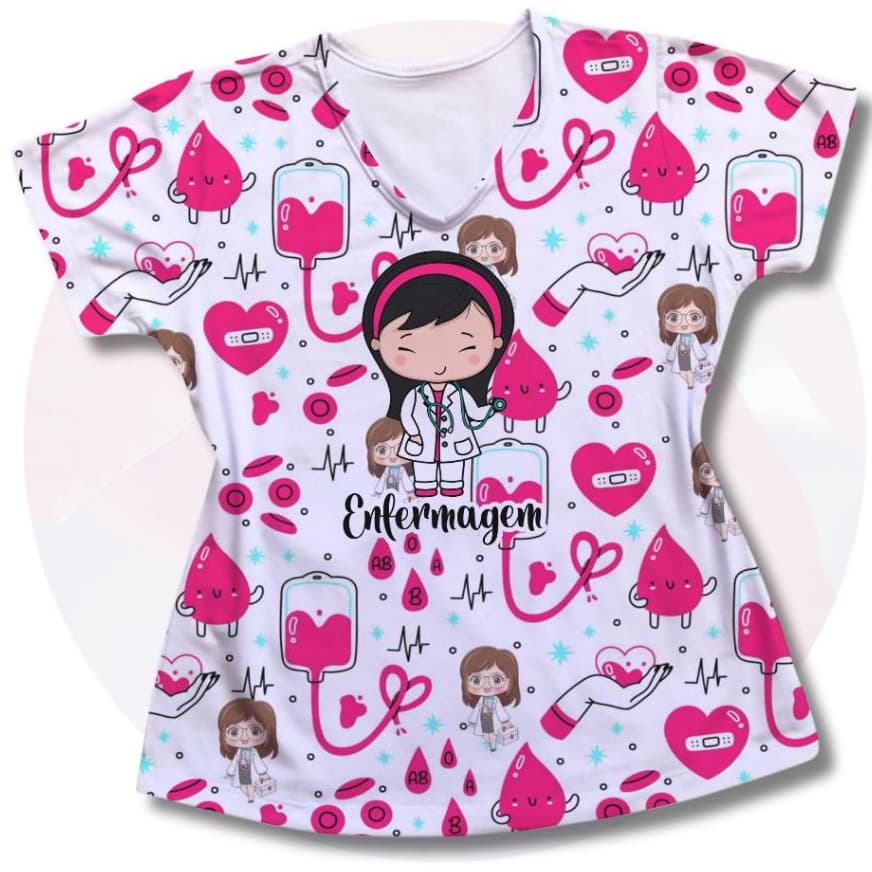 Camisa Profissão Enfermagem Estampa Temática para Enfermeira/Enfermeiro, Ideal Trabalho Hospital, Plantão e Faculdade