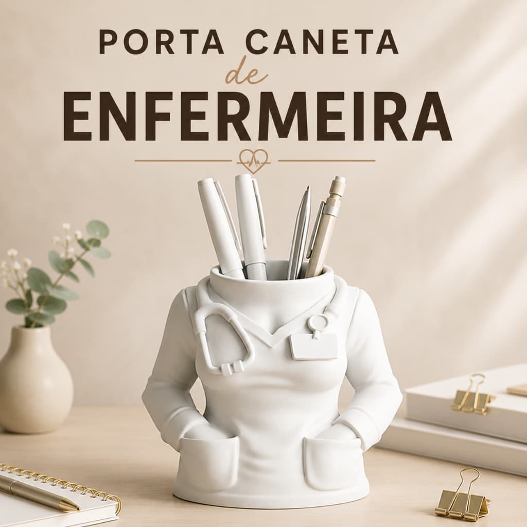 Porta Canetas Enfermeira Organizador para Mesa e Consultório | Presente Ideal para Enfermeira