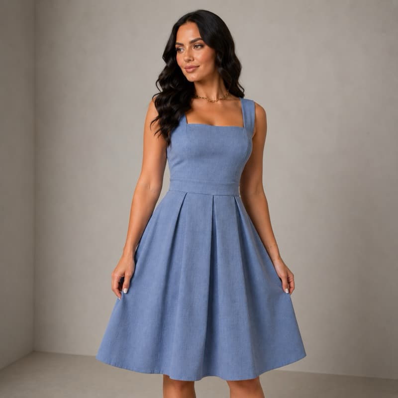 Vestido Feminino Curto Midi Forrado Duna Linho Com Bojo Alça Grossa Soltinho Casual Elegante