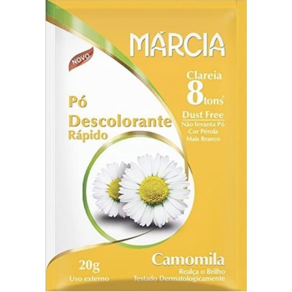 Kit pó descolorante Marcia com camomila 20g + água oxigenada Marcia de 30 volumes com 70 ml