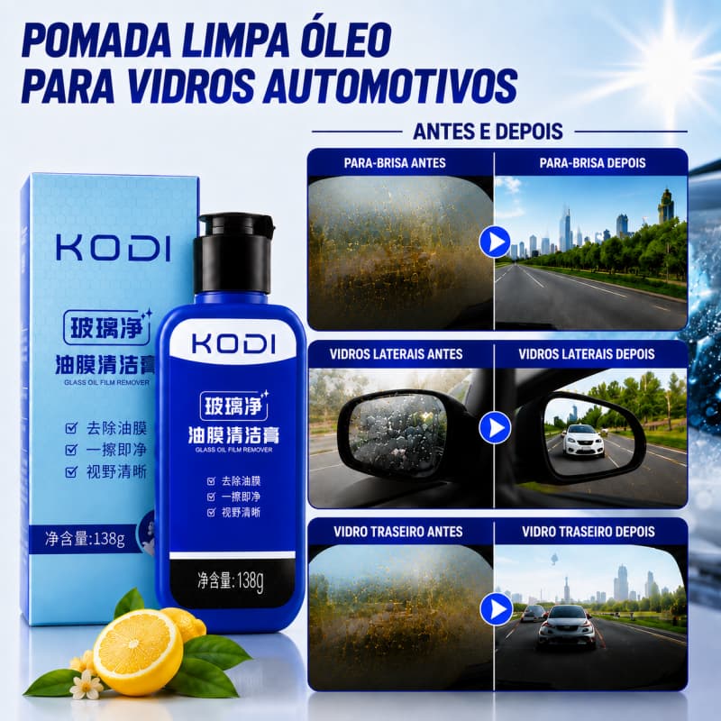 Limpador de Película de Óleo Automotivo 140ml com pano esponja, remove resíduos, ideal para para-brisa e retrovisores-E7